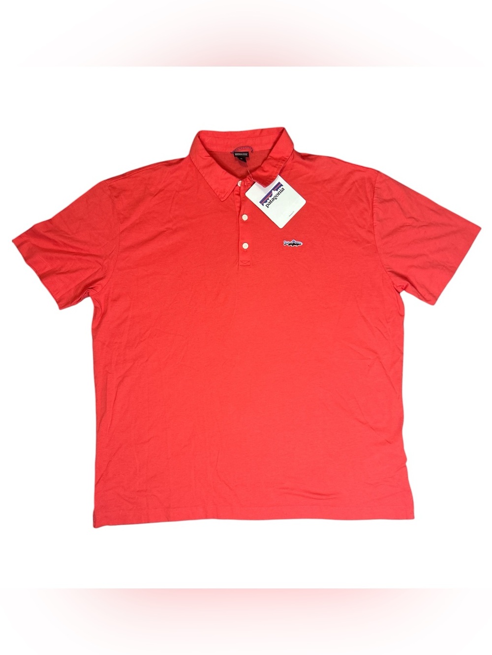 Patagonia Men’s XL Organic Cotton Polo Shirt Red Short Sleeve Logo NWT